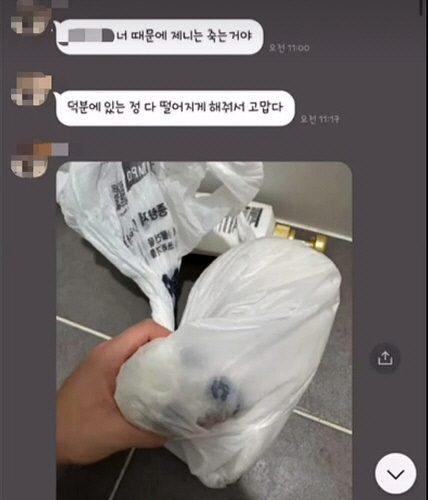 신고자가 연인으로부터 받은 메시지.<연합뉴스>